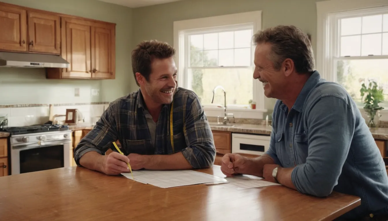 A provider and a homeowner reviewing bathroom plans together in the Lake Grove area